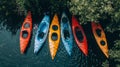 Three Kayaks Aligned in a Row