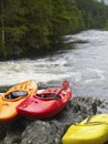Photo of Colourful kayaks by river Royalty Free Stock Photo