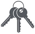 Three Keys on a Ring, Security or Access Illustration, Simple Flat Icon, Keys Isolated Royalty Free Stock Photo
