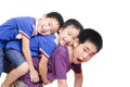 Three kid stack together