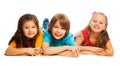 Three kids laying in line Royalty Free Stock Photo