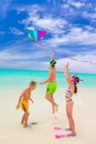 Three kids playing on beach Royalty Free Stock Photo