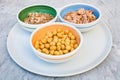 Three kind of cold breakfast cereals in bowl Royalty Free Stock Photo