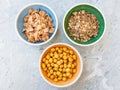 Three kind of cold breakfast cereals on table Royalty Free Stock Photo