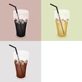 Three Kind of Iced Coffee with Copy Space