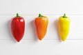 Three kinds of fresh ripe mini bell peppers Royalty Free Stock Photo