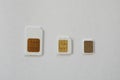 Three kinds of sim cards Royalty Free Stock Photo