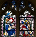 Three Kings Baby Jesus Stained Glass Window Royalty Free Stock Photo