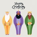 Three kings illustration, Epiphany quote Royalty Free Stock Photo