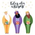 Three kings illustration, quote in Spanish Royalty Free Stock Photo