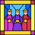 Three kings in stained glass Royalty Free Stock Photo