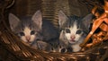 Three kittens in a box