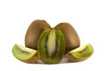 Three kiwi fruits with sigments Royalty Free Stock Photo