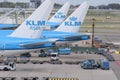 Three KLM Planes On A Row At Schiphol Airport The Netherlands 26-5-2022 Royalty Free Stock Photo