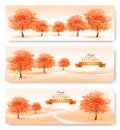 Three landscape autumn banners. Royalty Free Stock Photo