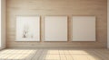 Minimalistic Landscape Paintings: Empty Frames On White Wood Floor