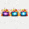 Three laptops with floral designs isolated on white background isolated on white background Royalty Free Stock Photo
