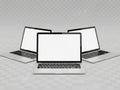Three laptops isolated on white background isolated on white background Royalty Free Stock Photo