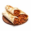 8k Resolution Orientalist Burrito Beans Photo On White Background