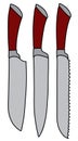 Three large kitchen knives