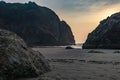 three large rock formations at ruby beach Royalty Free Stock Photo