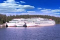 three large white ships at the berth on summer Royalty Free Stock Photo