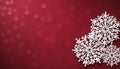 Three Large White Snowflakes on Red Background with Bokeh Lights Royalty Free Stock Photo