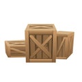 Three large wooden boxes for transportation