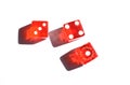 Three Las Vegas Casino dices on white background Royalty Free Stock Photo