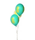Three latex balloons object for birthday party or celebration with yellow pineapple isolated on a white Royalty Free Stock Photo