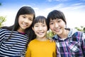 Three laughing attractive teens girlfriends Royalty Free Stock Photo