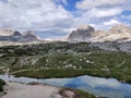 Three Lavaredo\'s Peaks Dolomites. Veneto. Italy Royalty Free Stock Photo