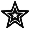 Three layered decorative star symbol in black and white for graphic design Royalty Free Stock Photo