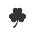 Three leaf clover icon in flat style. St Patricks Day vector illustration on white isolated background. Flower shape business Royalty Free Stock Photo