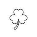 Three leaf clover icon in flat style. St Patricks Day vector illustration on white isolated background. Flower shape business Royalty Free Stock Photo