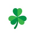 Three leaf clover icon in flat style. St Patricks Day vector illustration on white isolated background. Flower shape business Royalty Free Stock Photo