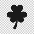Three leaf clover icon in flat style. St Patricks Day vector illustration on white isolated background. Flower shape business Royalty Free Stock Photo