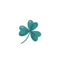 Three leaf clover icon, good luck clover with three leaves, St. Patrick's day symbol, vector cartoon shamrock plant Royalty Free Stock Photo