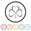 Three leaf clover icon. Set icons in color circle buttons Royalty Free Stock Photo