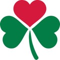 Three leaf clover with on leaf as a heart Royalty Free Stock Photo