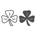 Three leaf clover line and glyph icon. Shamrock vector illustration isolated on white. Plant outline style design Royalty Free Stock Photo