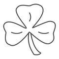 Three leaf clover thin line icon. Shamrock vector illustration isolated on white. Plant outline style design, designed Royalty Free Stock Photo