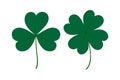 Three leaf and four leaf clover in trendy green. Design elements for stickers, icon or other uses