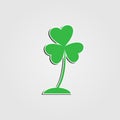 Three leaf heart clover icon,Bright green shamrock, on white. illustrations Royalty Free Stock Photo