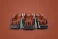 Leather massage armchairs isolated on a brown background