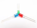 Three leds diode, RGB red, green, blue. Isolated on white background Royalty Free Stock Photo