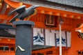 The three-legged crow in front of Kumano Hayatama Taisha shrine. Wakayama. Japan