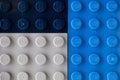 Three Lego baseplates - blue, dark blue, gray