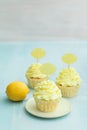 Three lemon cupcakes Royalty Free Stock Photo