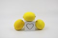 Three Lemon with love Royalty Free Stock Photo